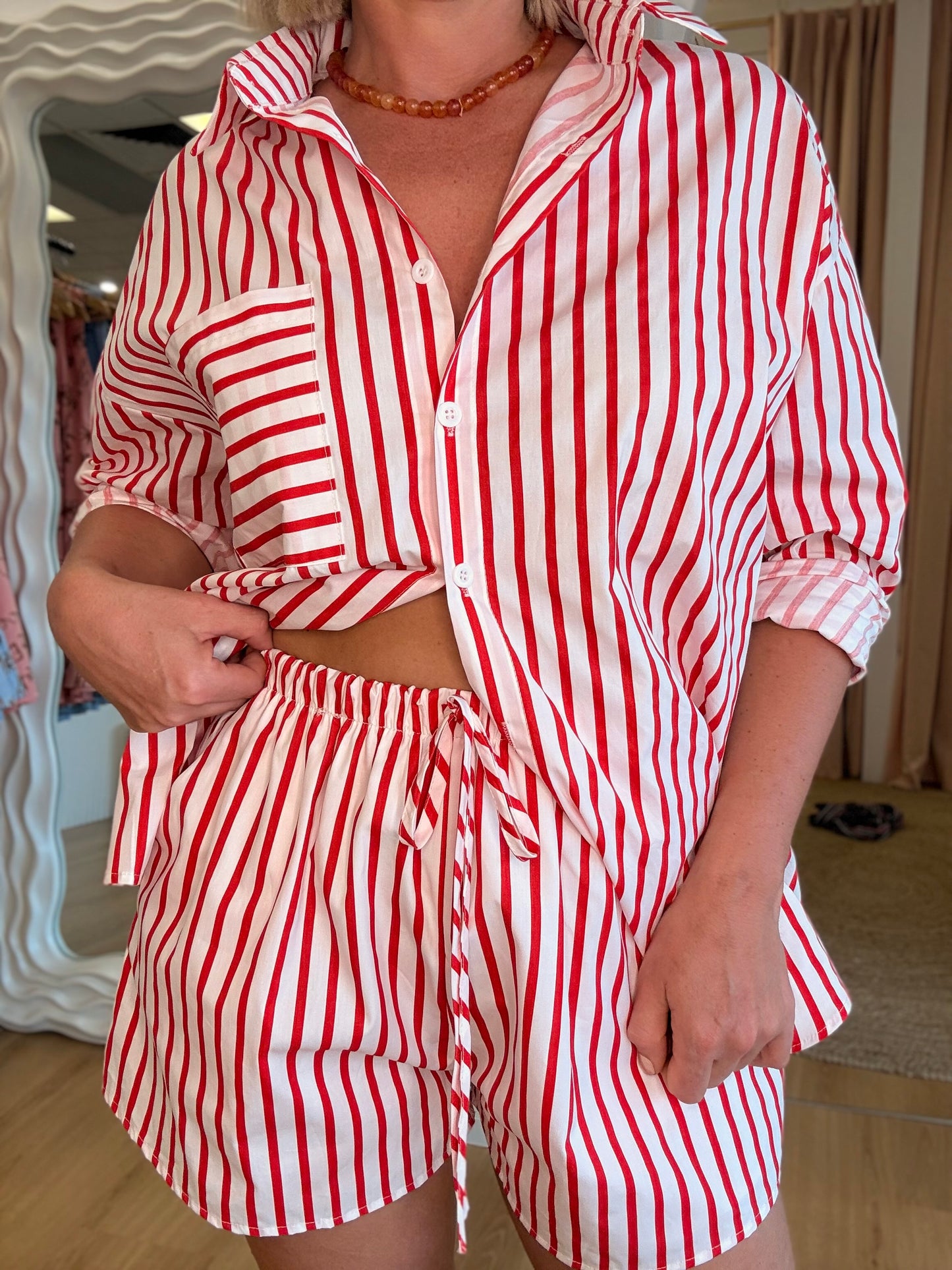 By Frankie/Amara Short Set- Red/White Stripe