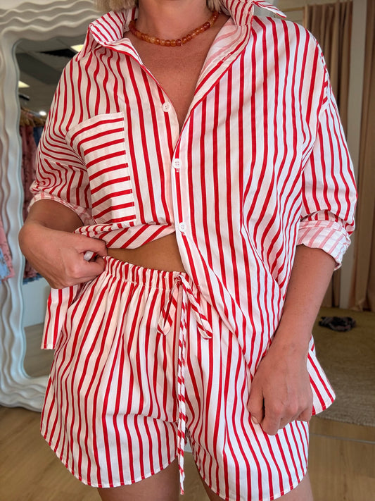 By Frankie/Amara Short Set- Red/White Stripe