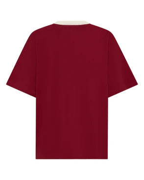 REFLECTIVE V NECK TEE - CHERRY