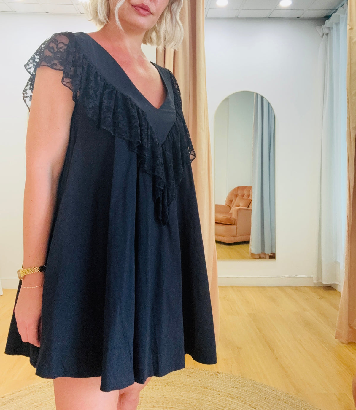 By Frankie/ Cora Lace Mini Dress- Black