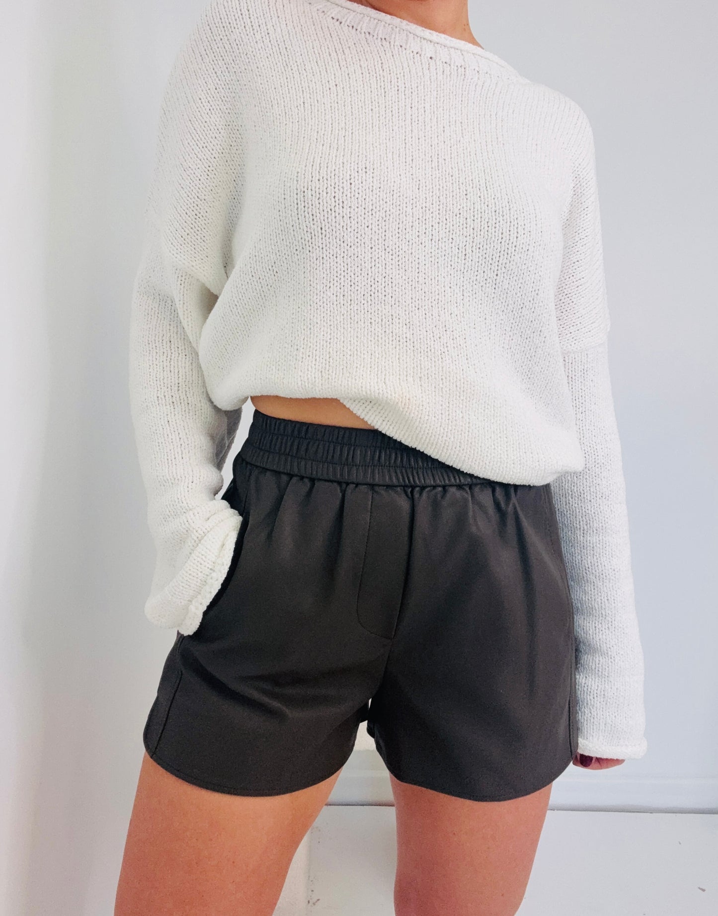 Eva-Faux leather short- choc