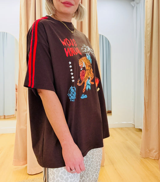 By Frankie/ Slow Burn Racer Tee- Chocolate