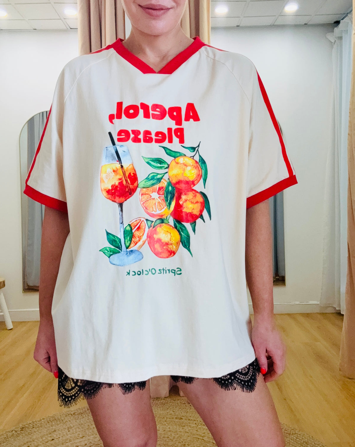 By Frankie/ Aperol Please Racer Tee- Butter/Red