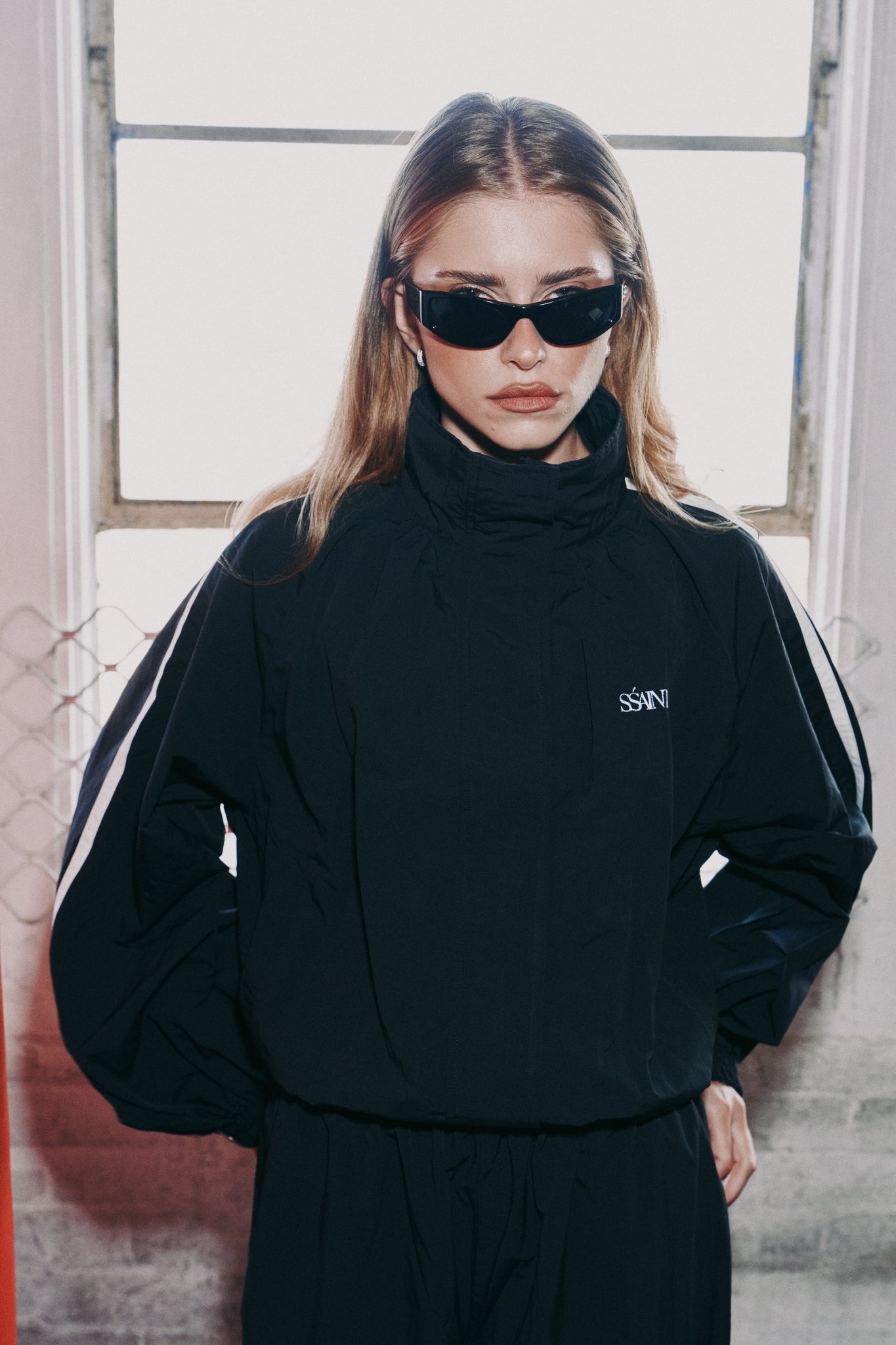 SSAINT- FIGHT NIGHT ZIP WINDBREAKER - BLACK