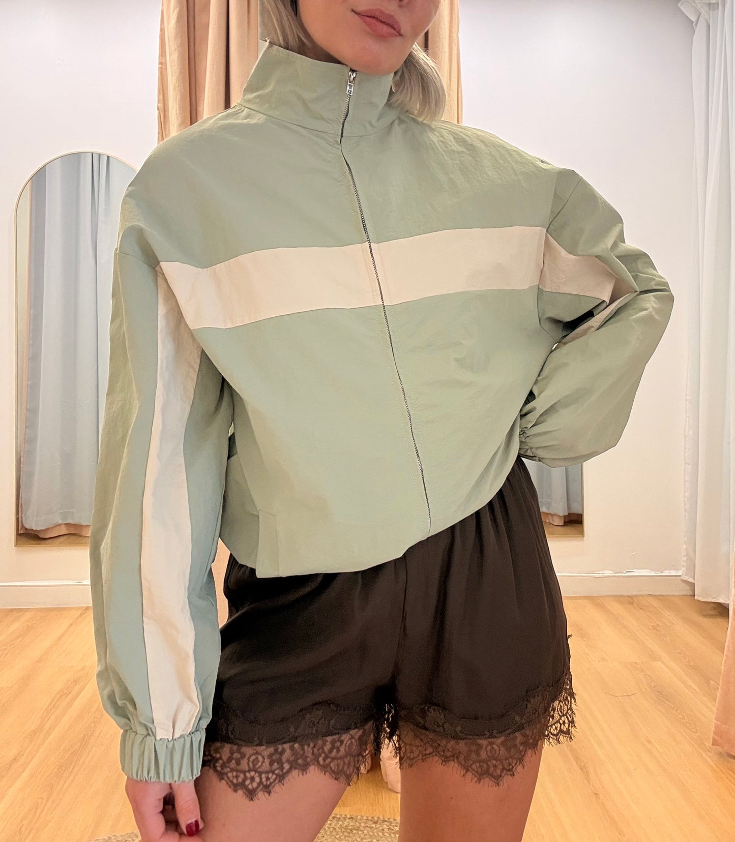 By Frankie/ Windbreaker Jacket- Olive/Cream