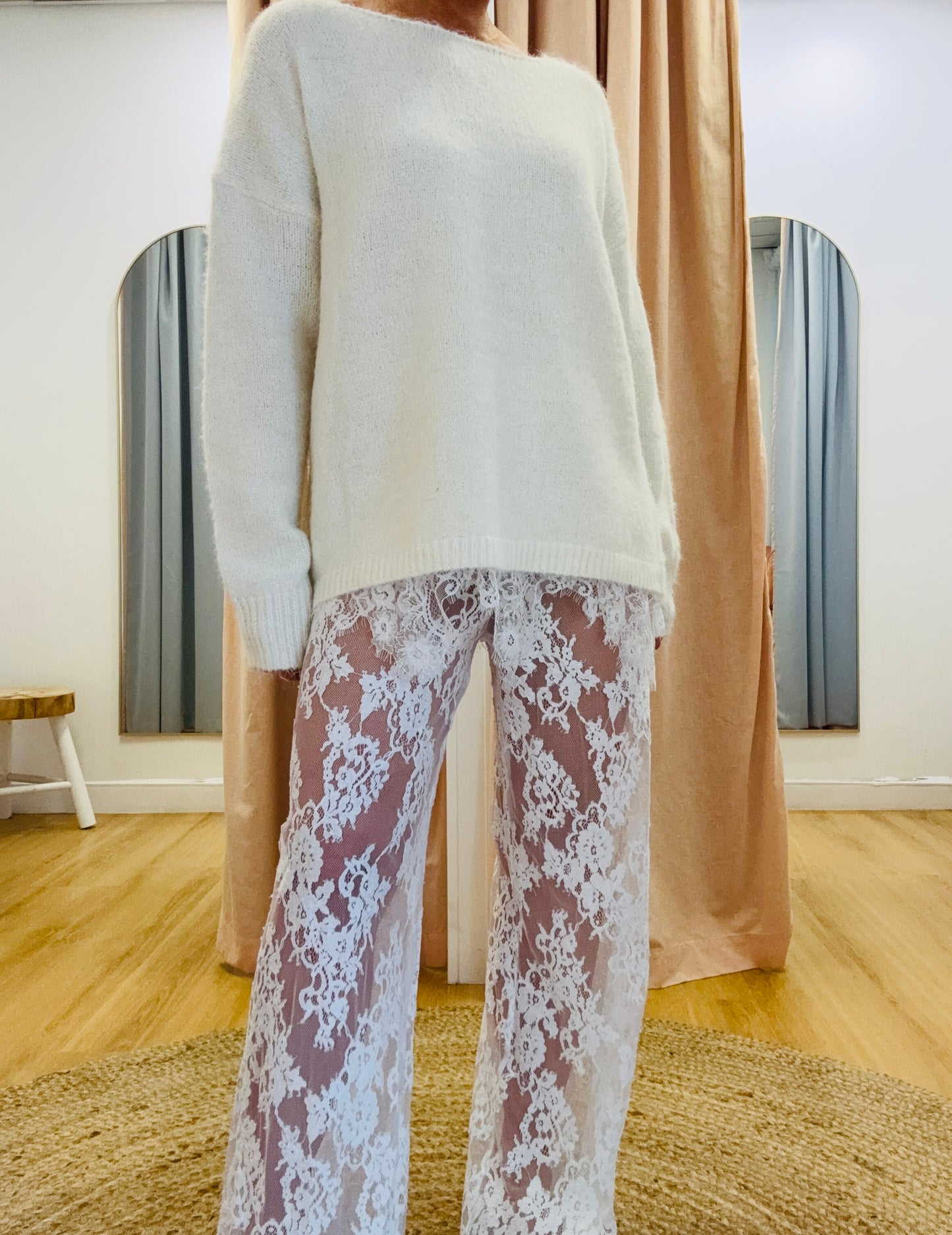 By Frankie Cartel Lace Pant- White