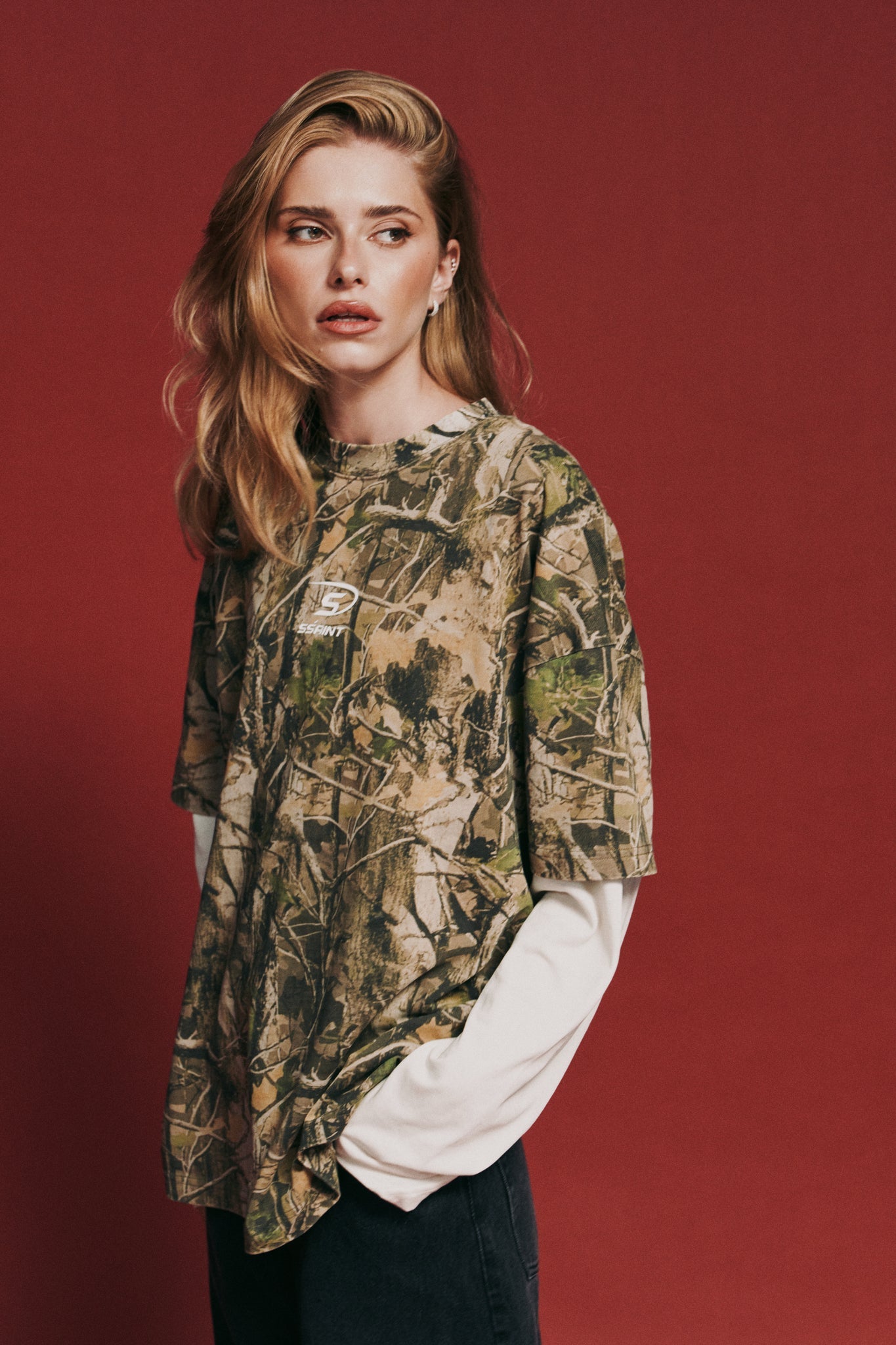SSAINT-ROUND ONE LAYERED TEE - VINTAGE CAMO