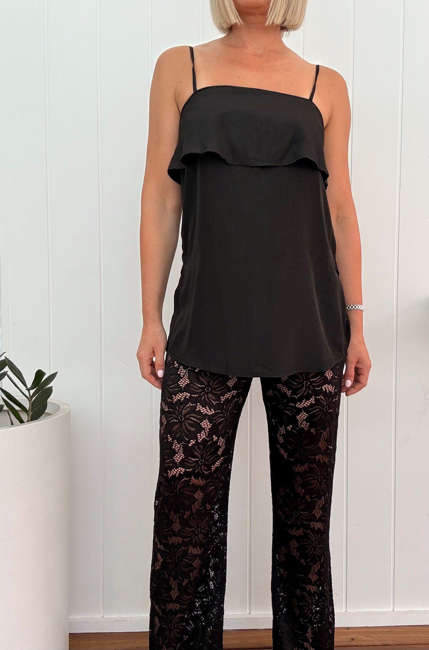 By Frankie/ Cami Lace Pant Set- Black