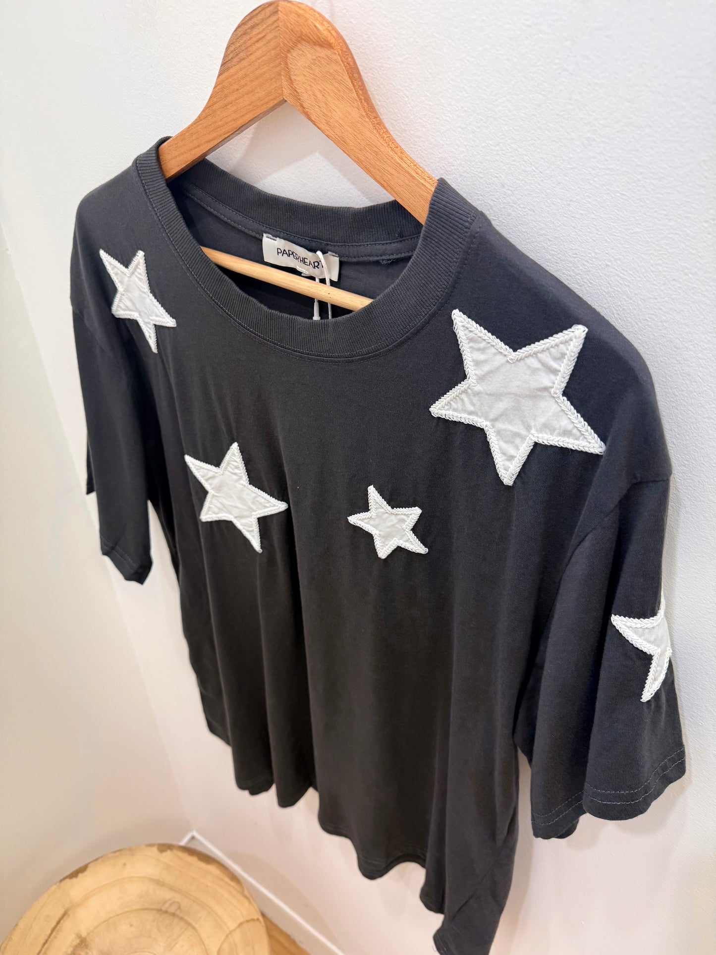 Stella Star embroidery Tee- Charcoal