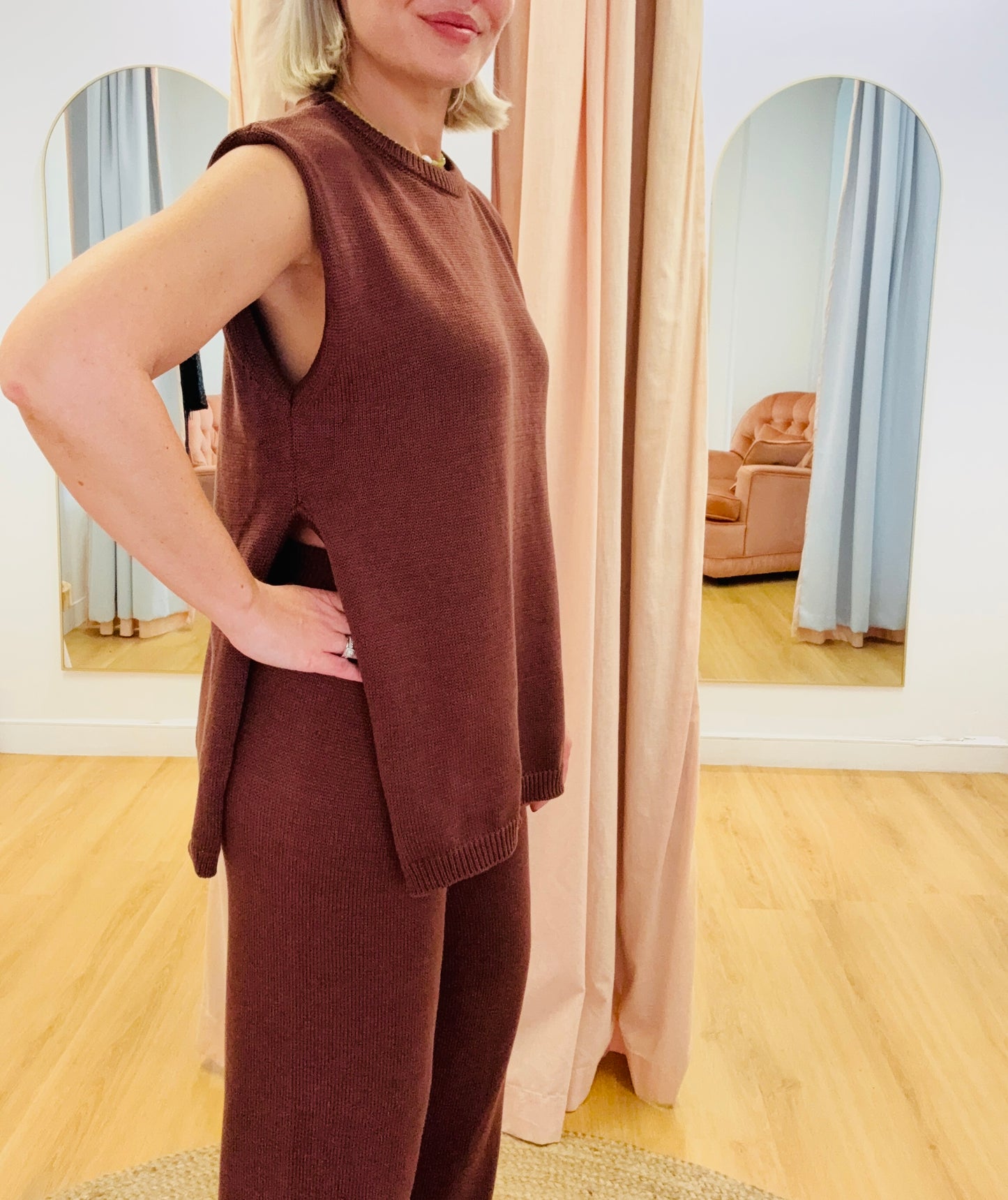 By Frankie/ Blair Knit Pant Set-Chocolate
