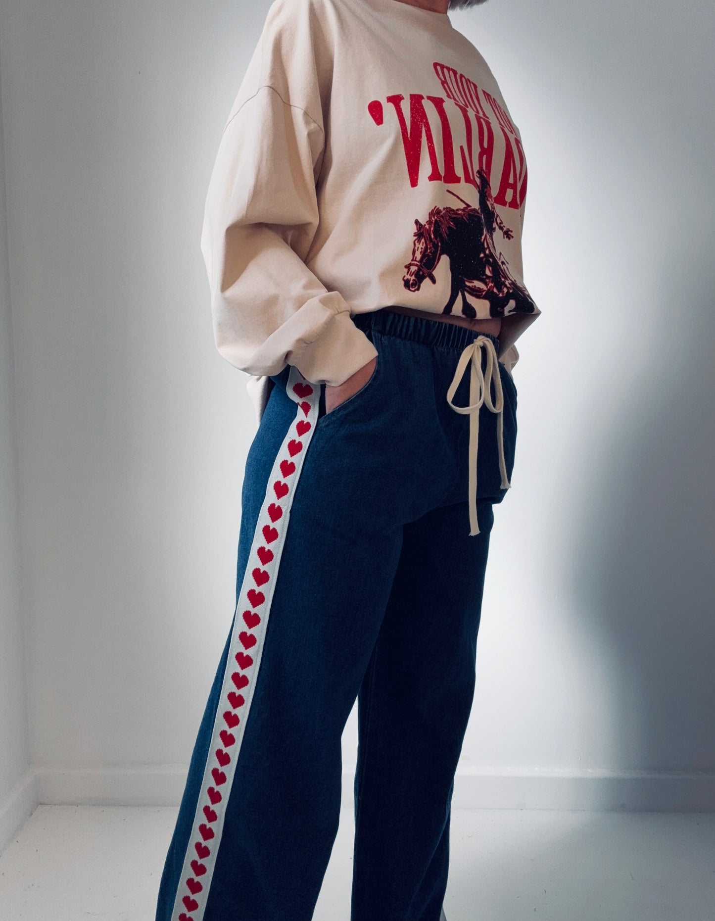 Denim Heart Racer- Dark wash