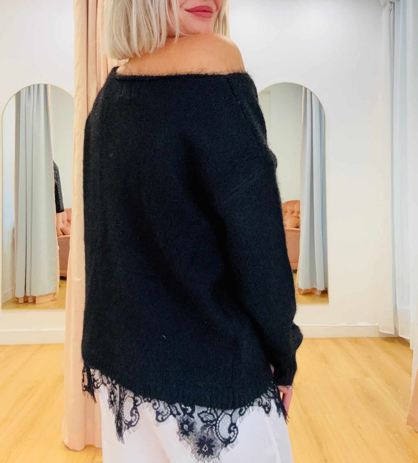 By Frankie/ Billie Off Shoulder Knit- Black