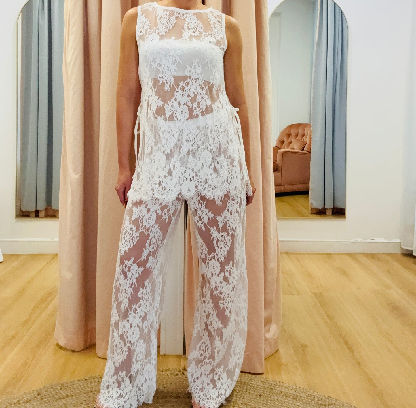 By Frankie Cartel Lace Pant- White
