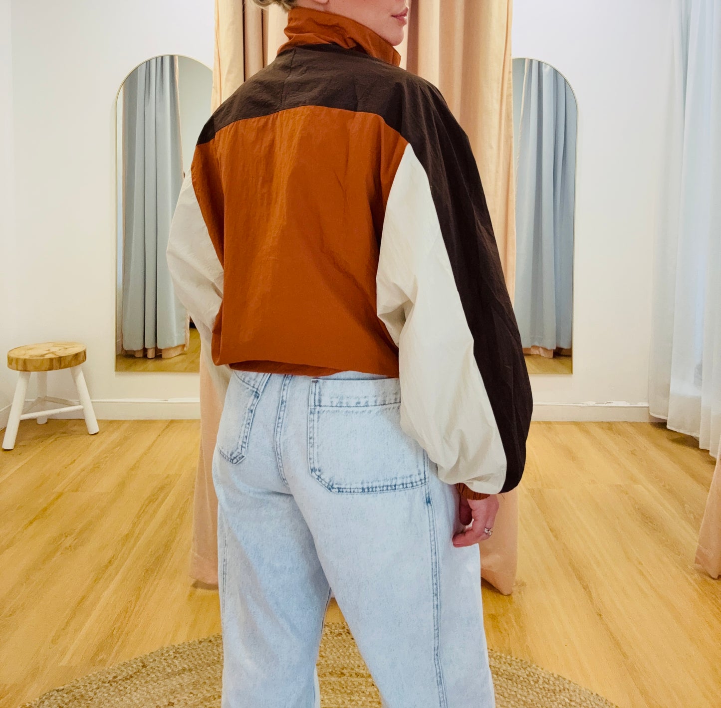 Bowie Funnel Neck Windbreaker Jacket- Colour Block