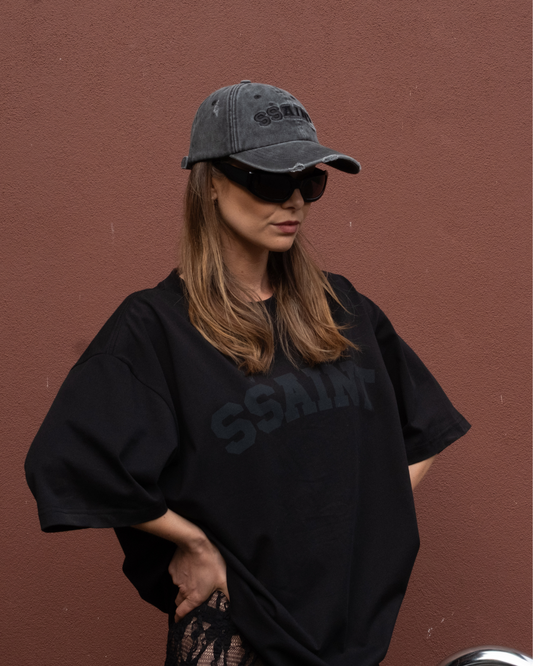 SŚAINT- SŚAINT LOGO CAP - BLACK ACID WASH