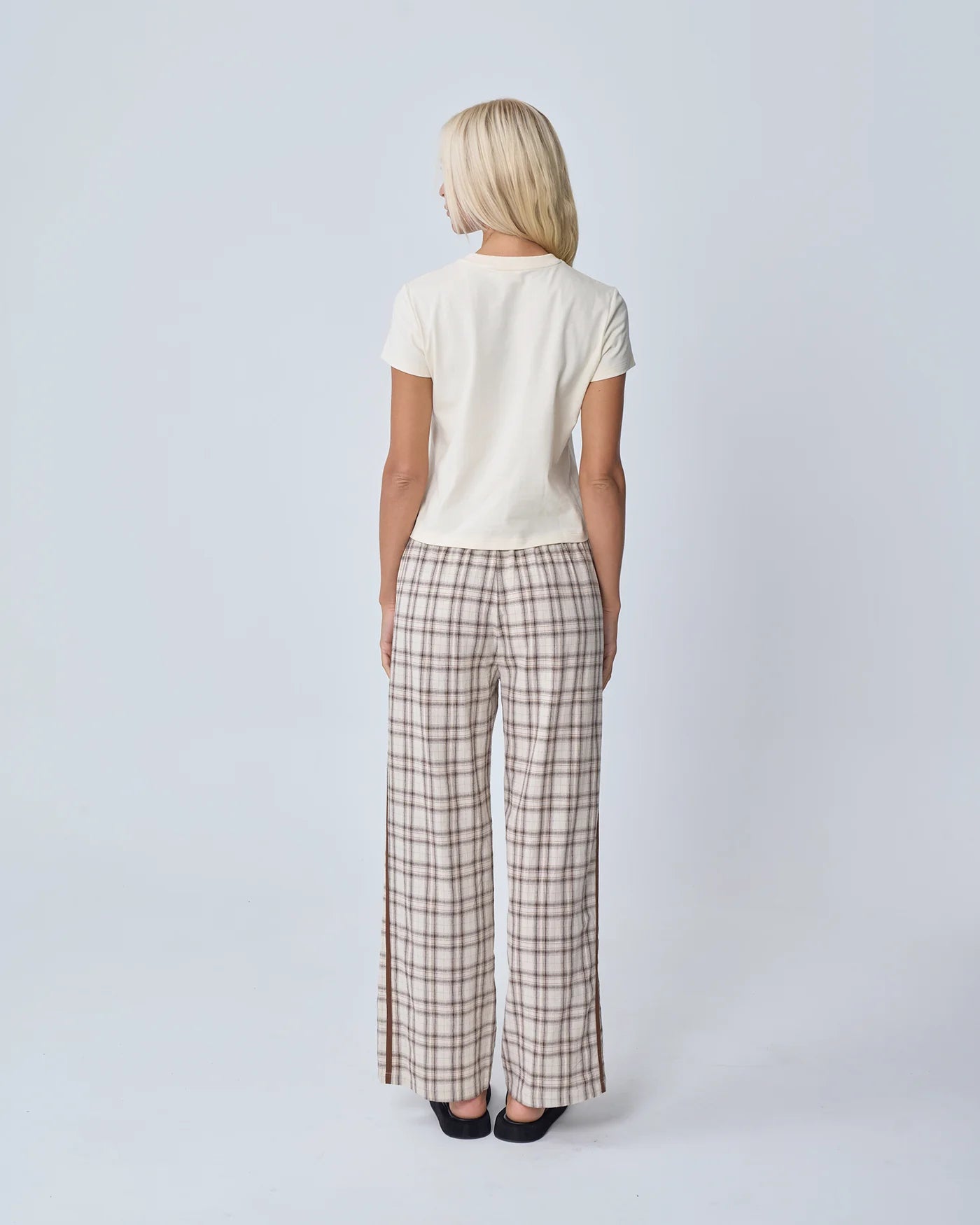 NEAR THE SEA- RACER PANT - BROWN PLAID