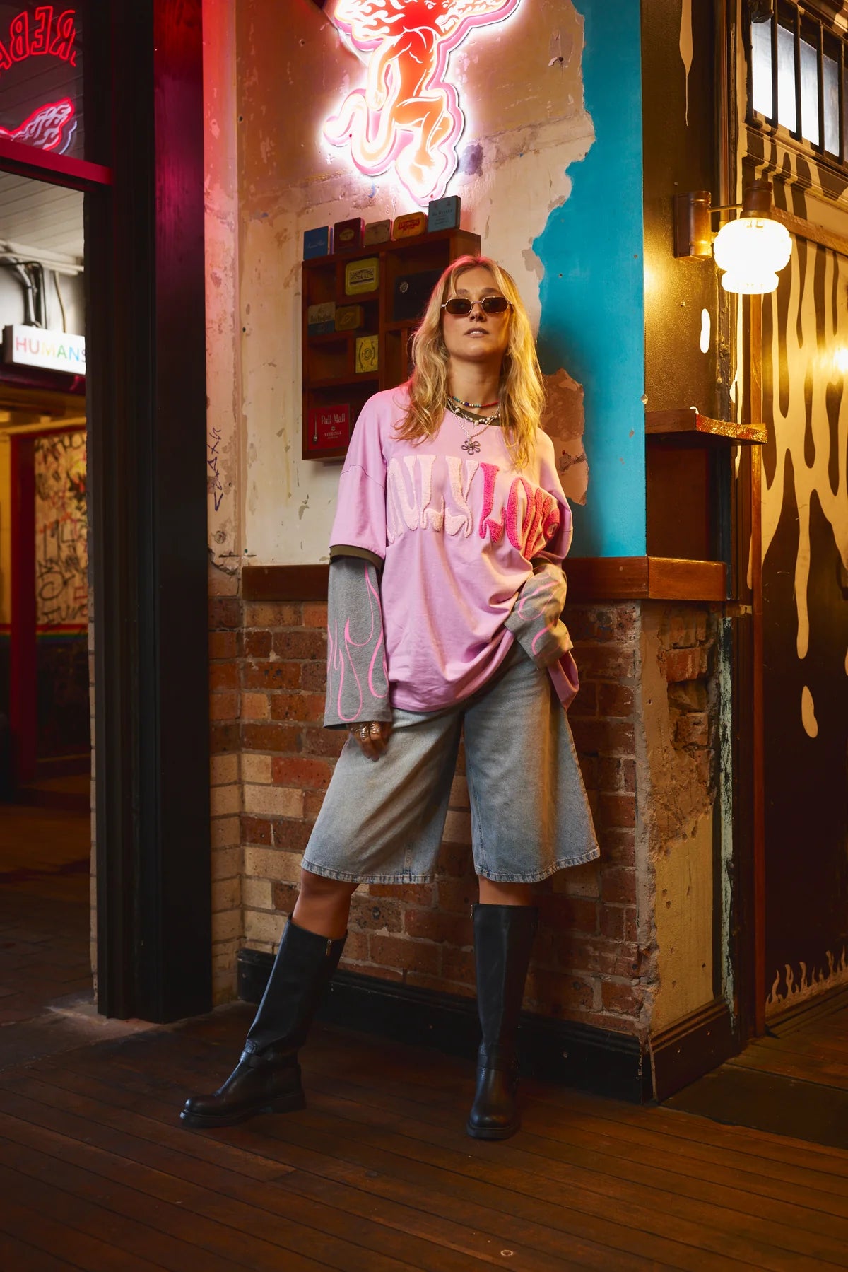 ONLY LOVERS LEFT- Love Sick Layered Tee - Wisteria