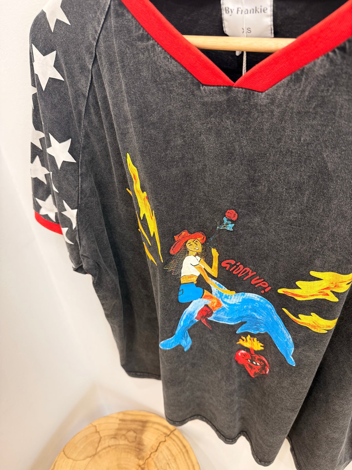 By Frankie/ Giddy Up Tee- Acid Wash