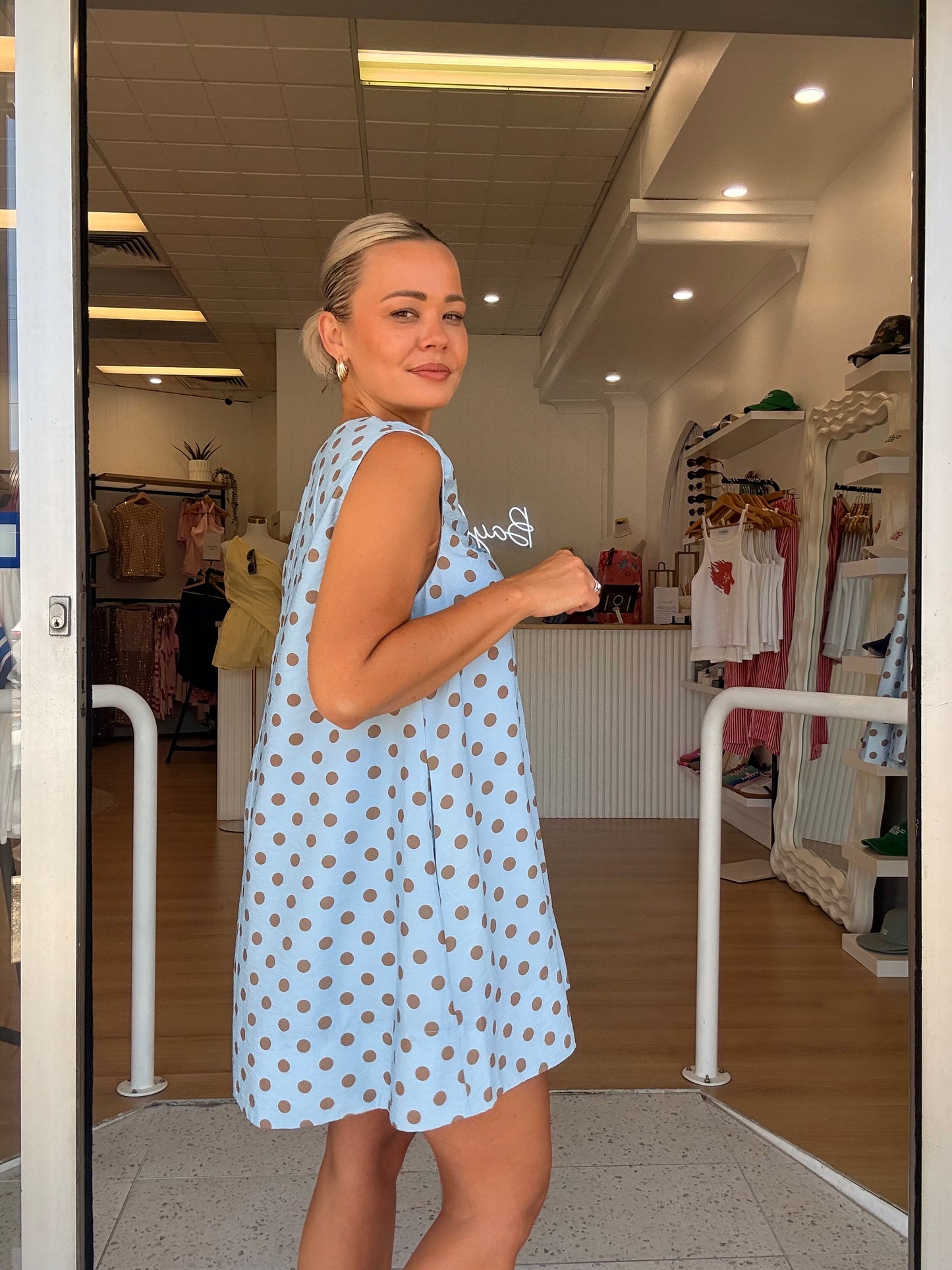 Carpi Sun Dress- Sky/Mocha