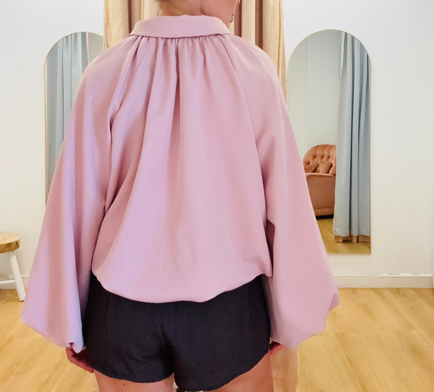 Bella Bubble Hem Bomber- Dusty Pink