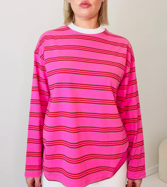 Bonnie stripe long sleeve /pink multi ￼