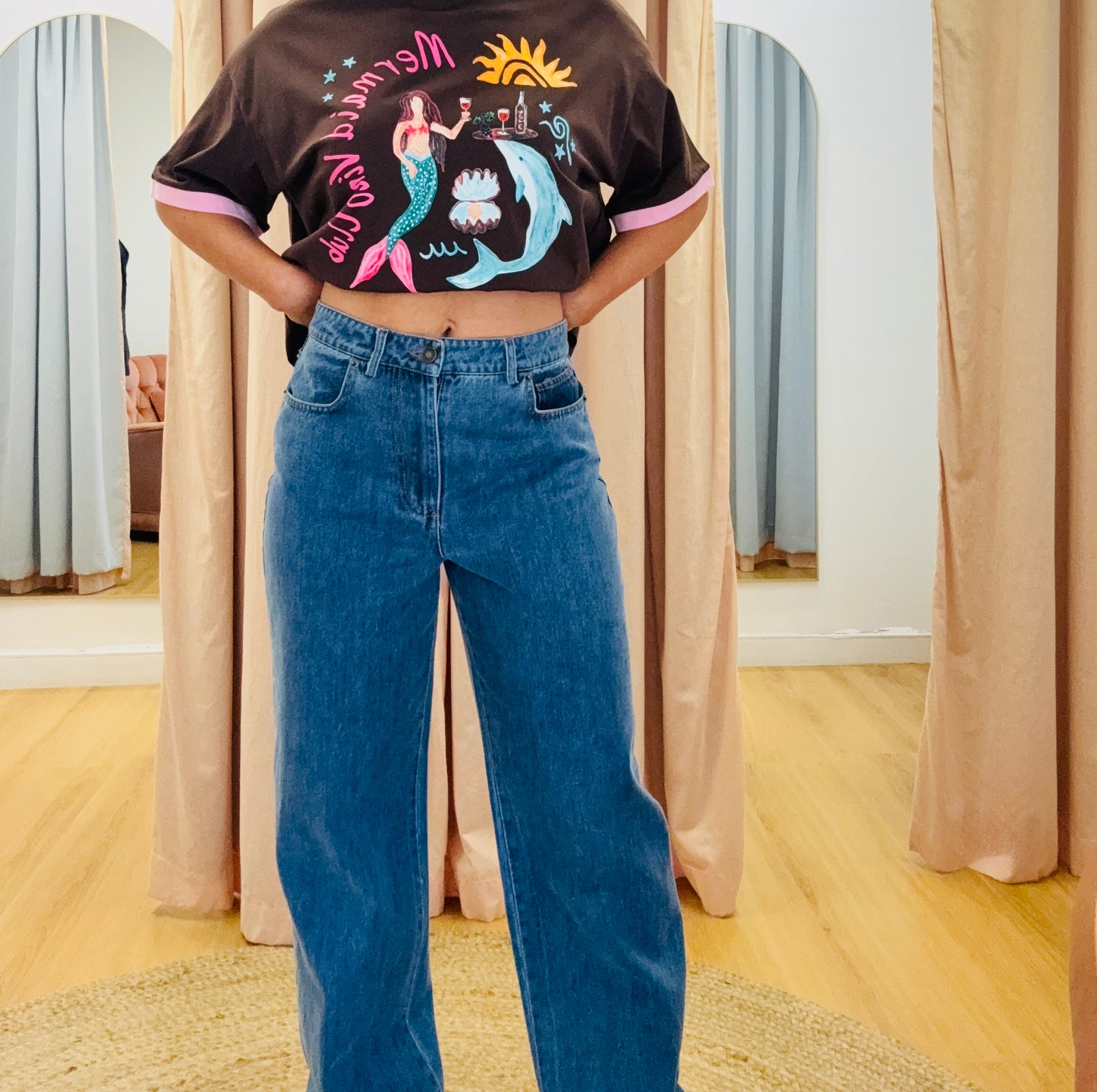 Hazel Straight Leg Denim Jean- Blue Denim