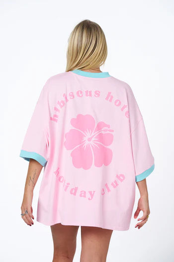 HIBISCUS HOTEL- Pink + Mint Rancho Relaxo Oversized Tee