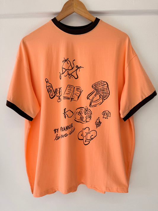 By Frankie/ Leisure Club Tee- Peach/Chocolate