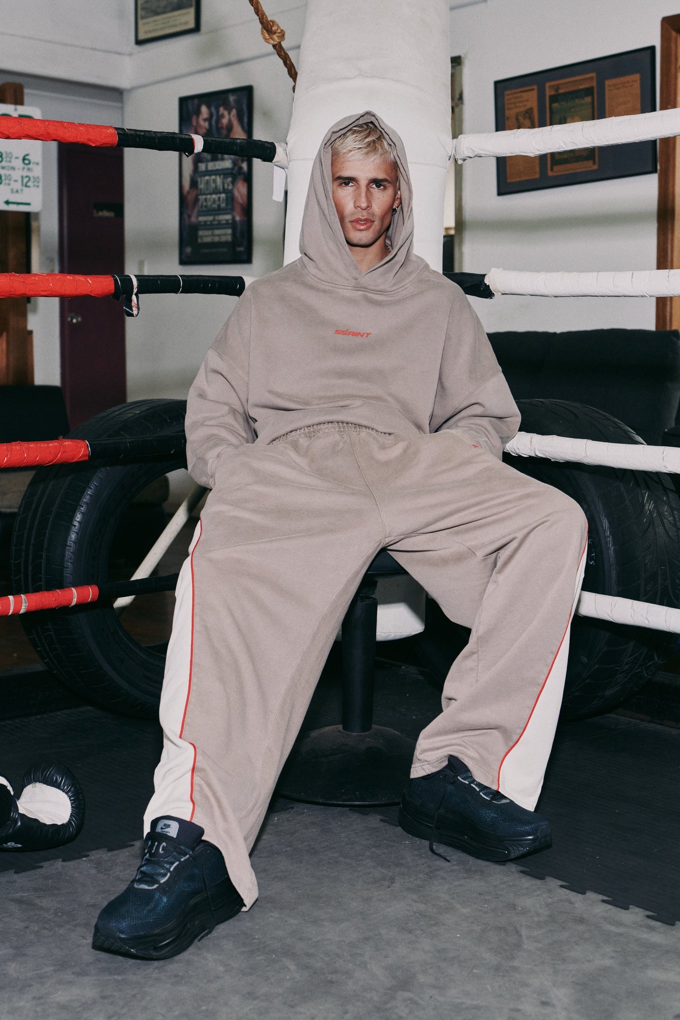 SSAINT- THE RIVAL HOODIE - ACID WASH BEIGE