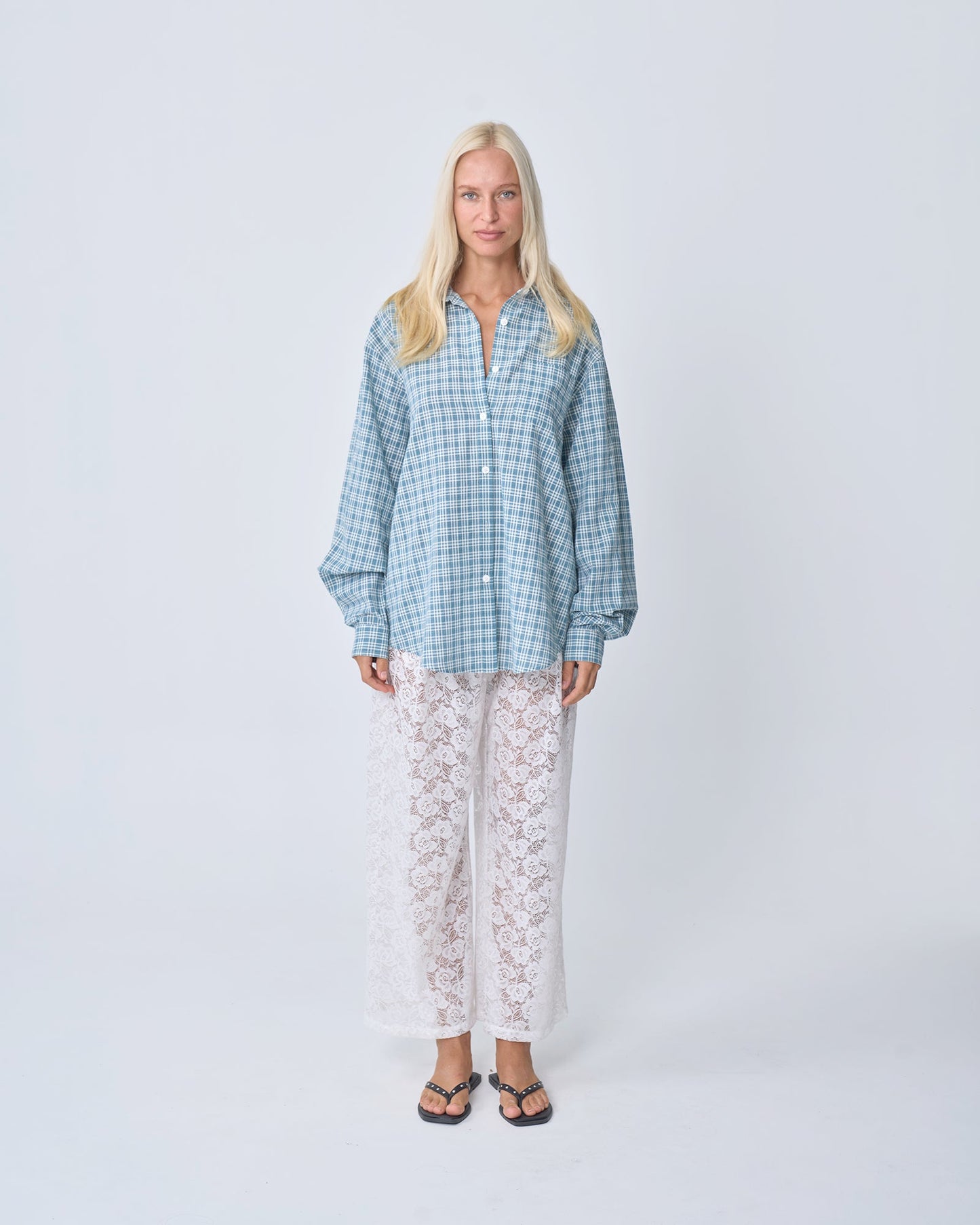 NEAR THE SEA- OVERSIZED SHIRT - BLUE PLAID