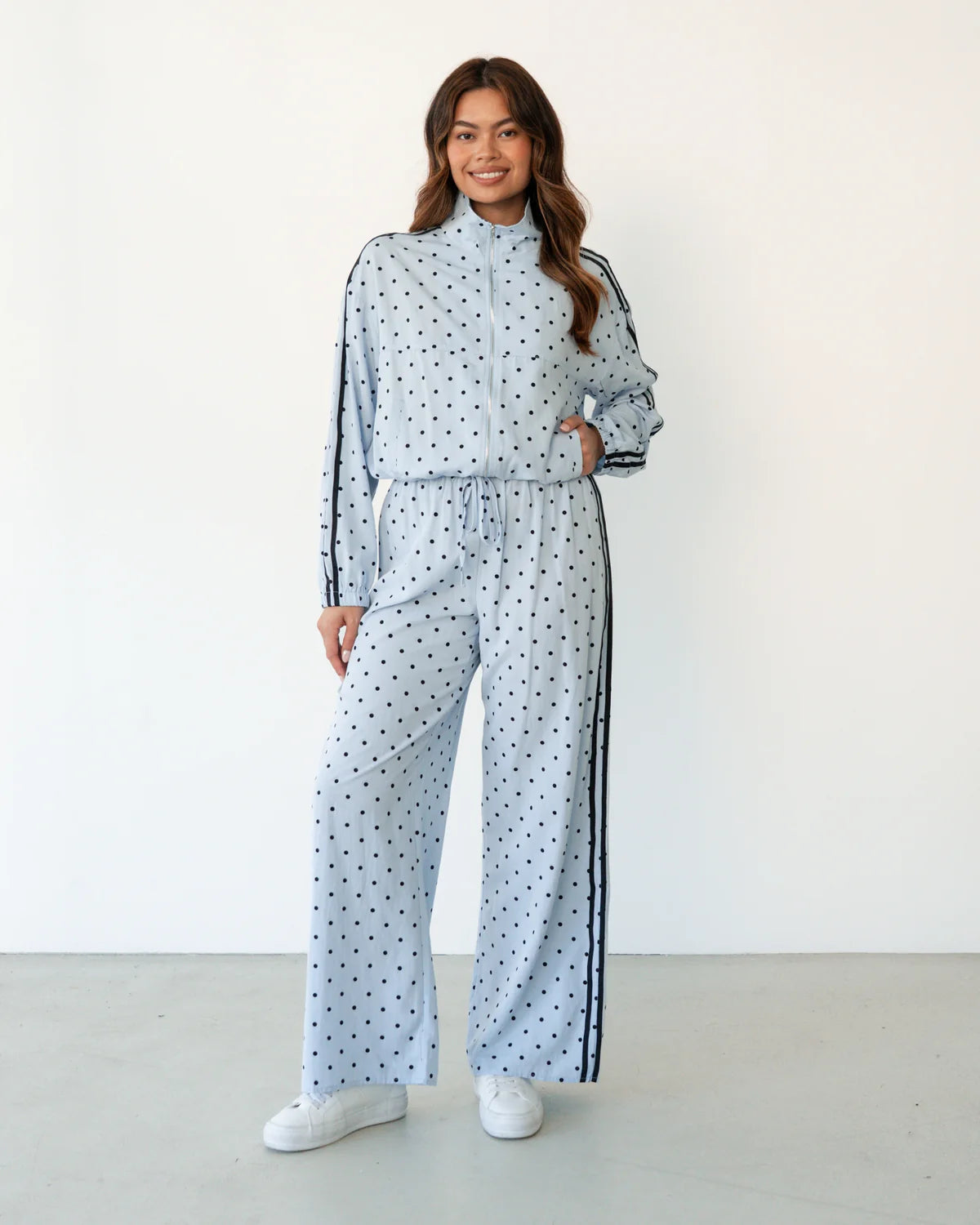 Romy Polka Dot Bomber- Baby Blue