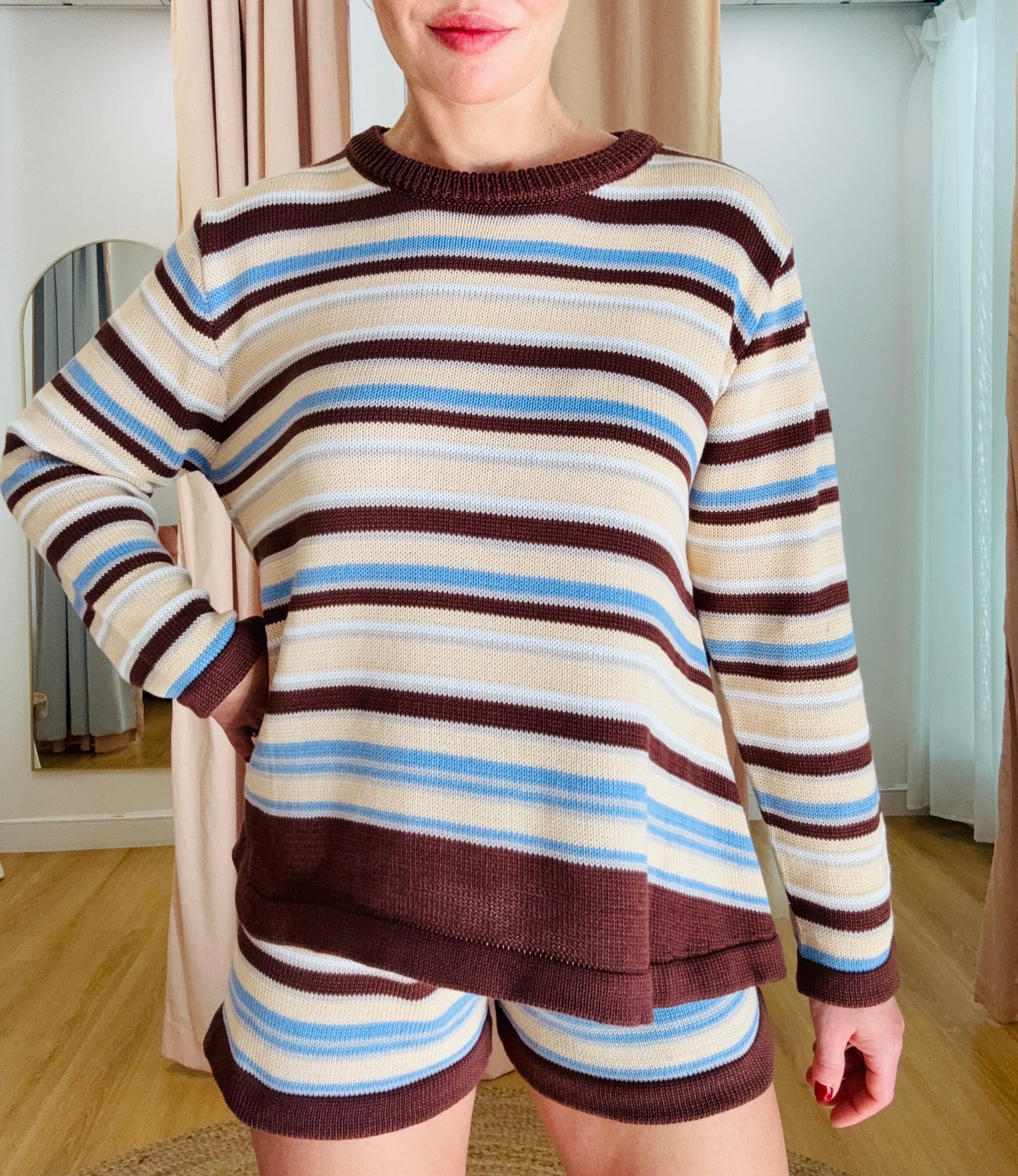 By Frankie/ Sofia Knit Set- Sky/Mocha