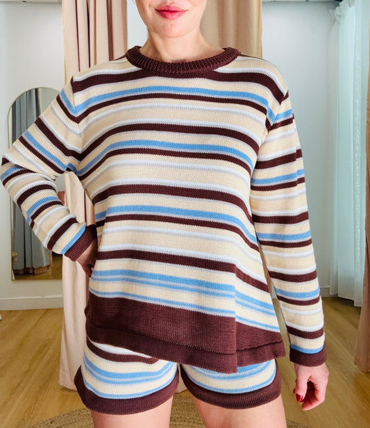 By Frankie/ Sofia Knit Set- Sky/Mocha