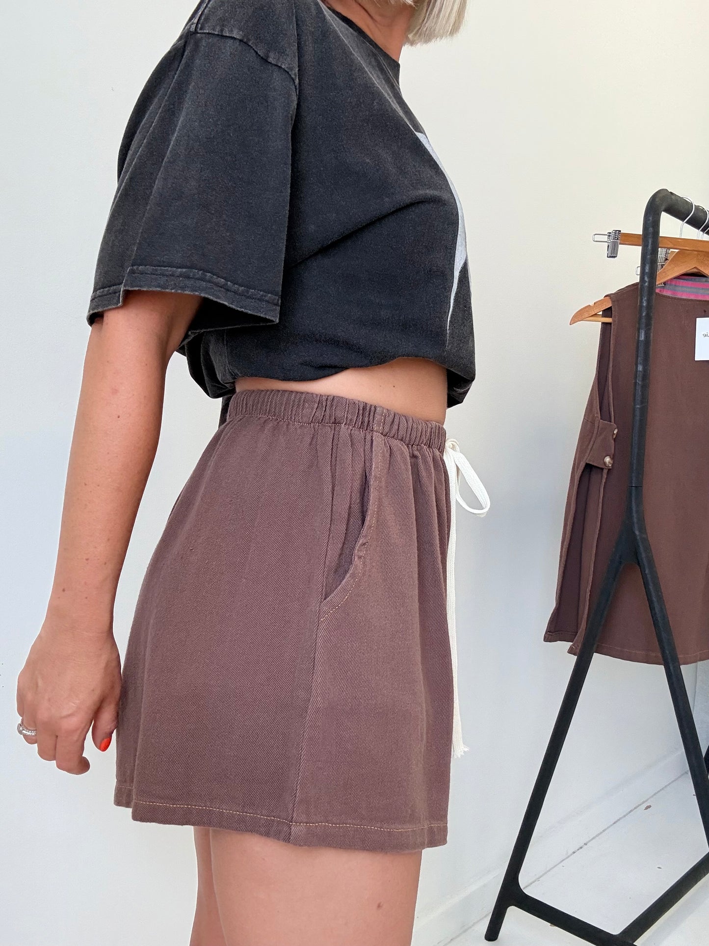 By Frankie/ Luna Denim Short- Chocolate
