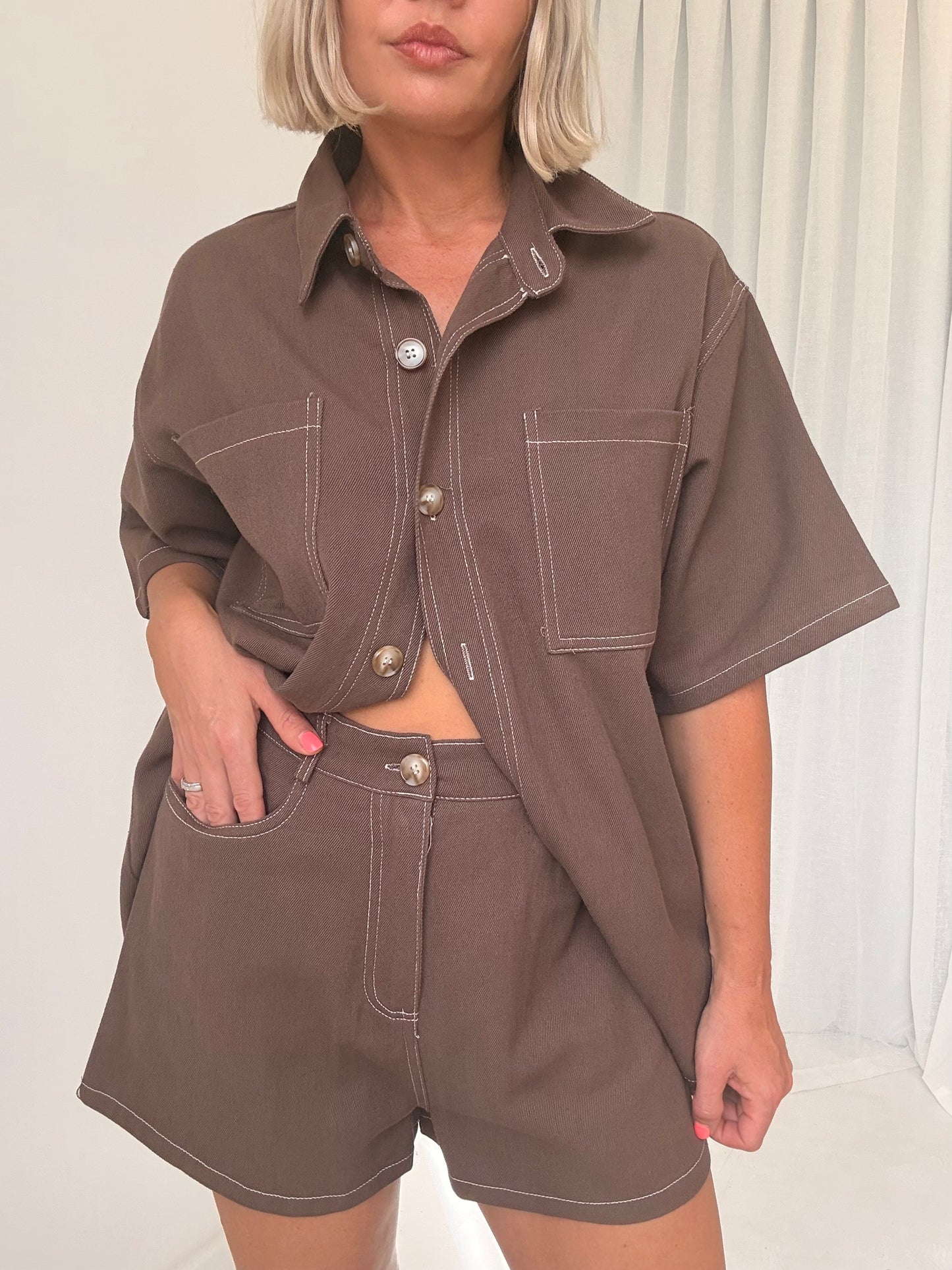 By Frankie/ Kai Denim Set-Chocolate