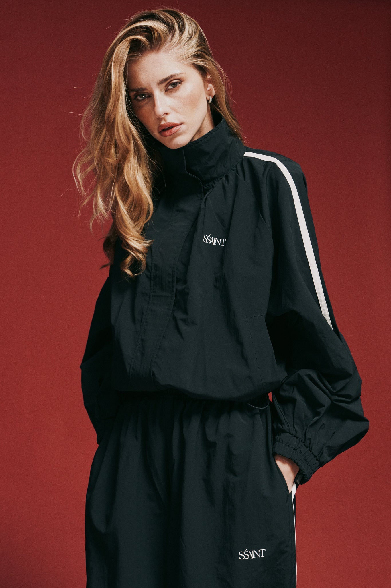SSAINT- FIGHT NIGHT ZIP WINDBREAKER - BLACK