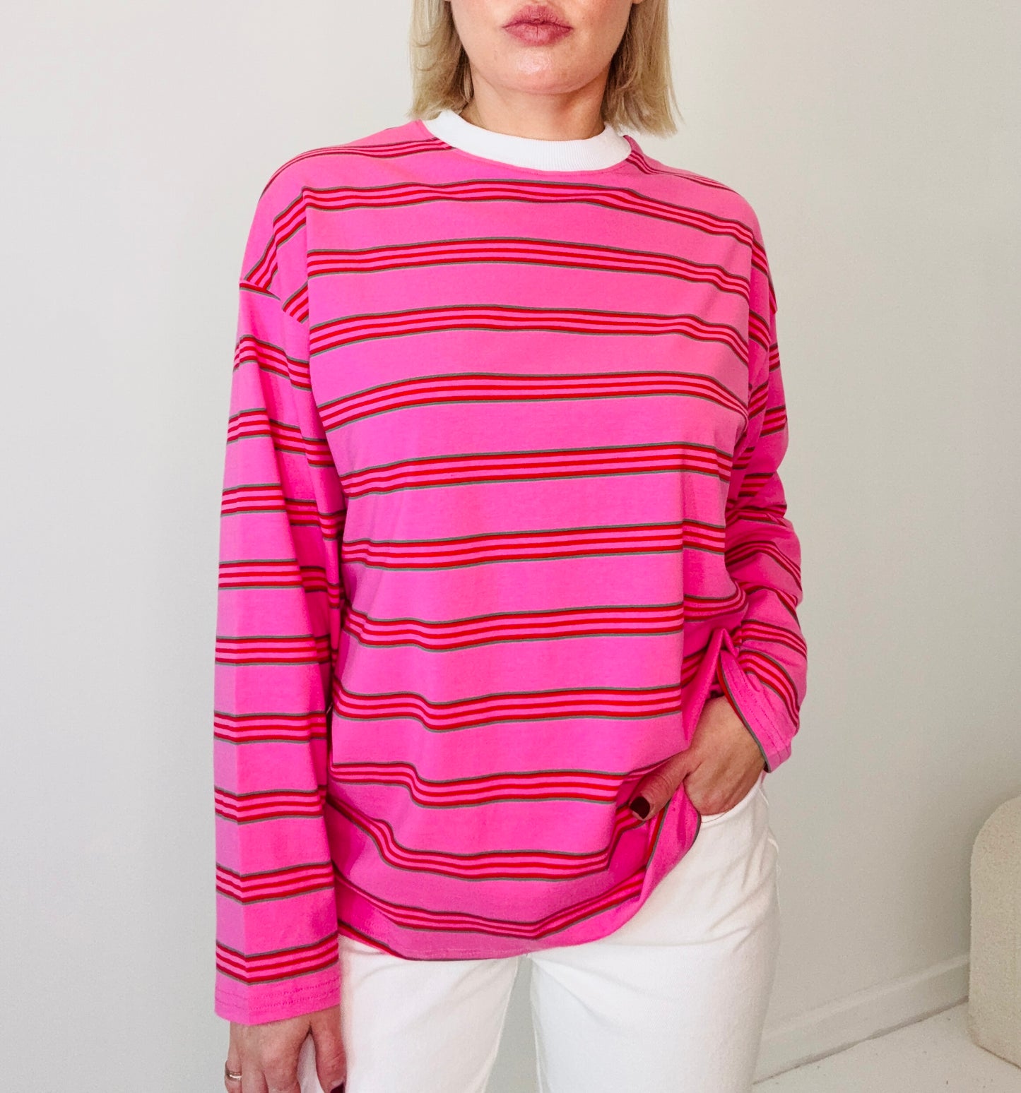 Bonnie stripe long sleeve /pink multi ￼