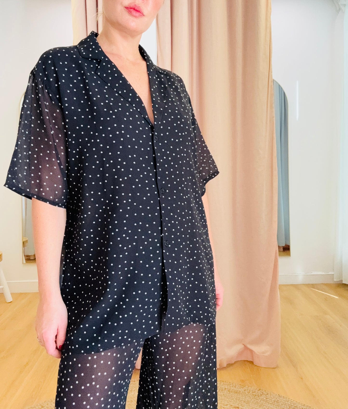 By Frankie/ Sophia Sheer Pant Set- Black