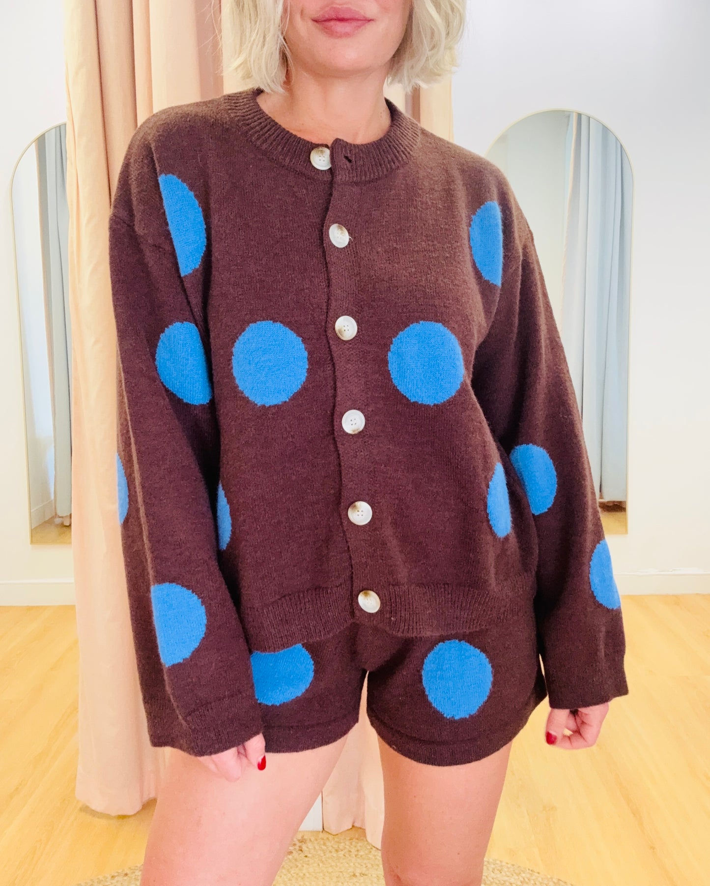 By Frankie/ Hattie Knit Cardigan Set- Chocolate/Azure