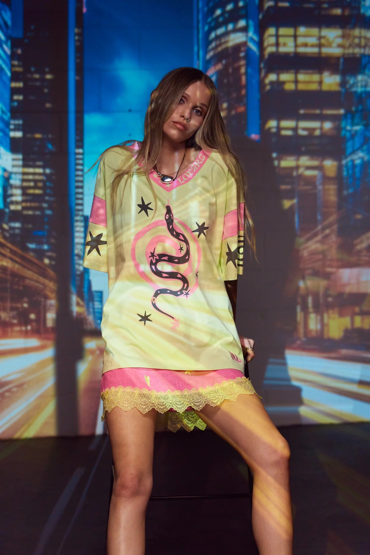 ONLY LOVERS LEFT-SERPENT TEE ~ LIME