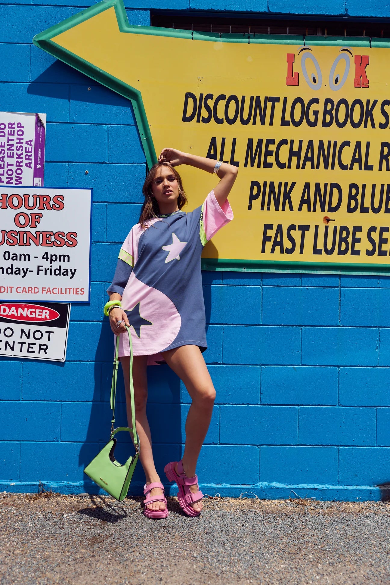 ONLY LOVERS LEFT- YIN YANG TEE DRESS ~ CHARCOAL LIME