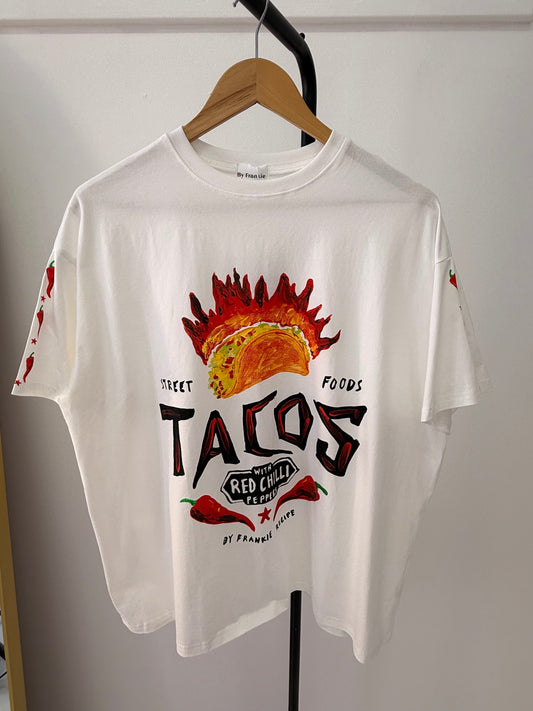 By Frankie/ Red Chilli Tacos Tee-White
