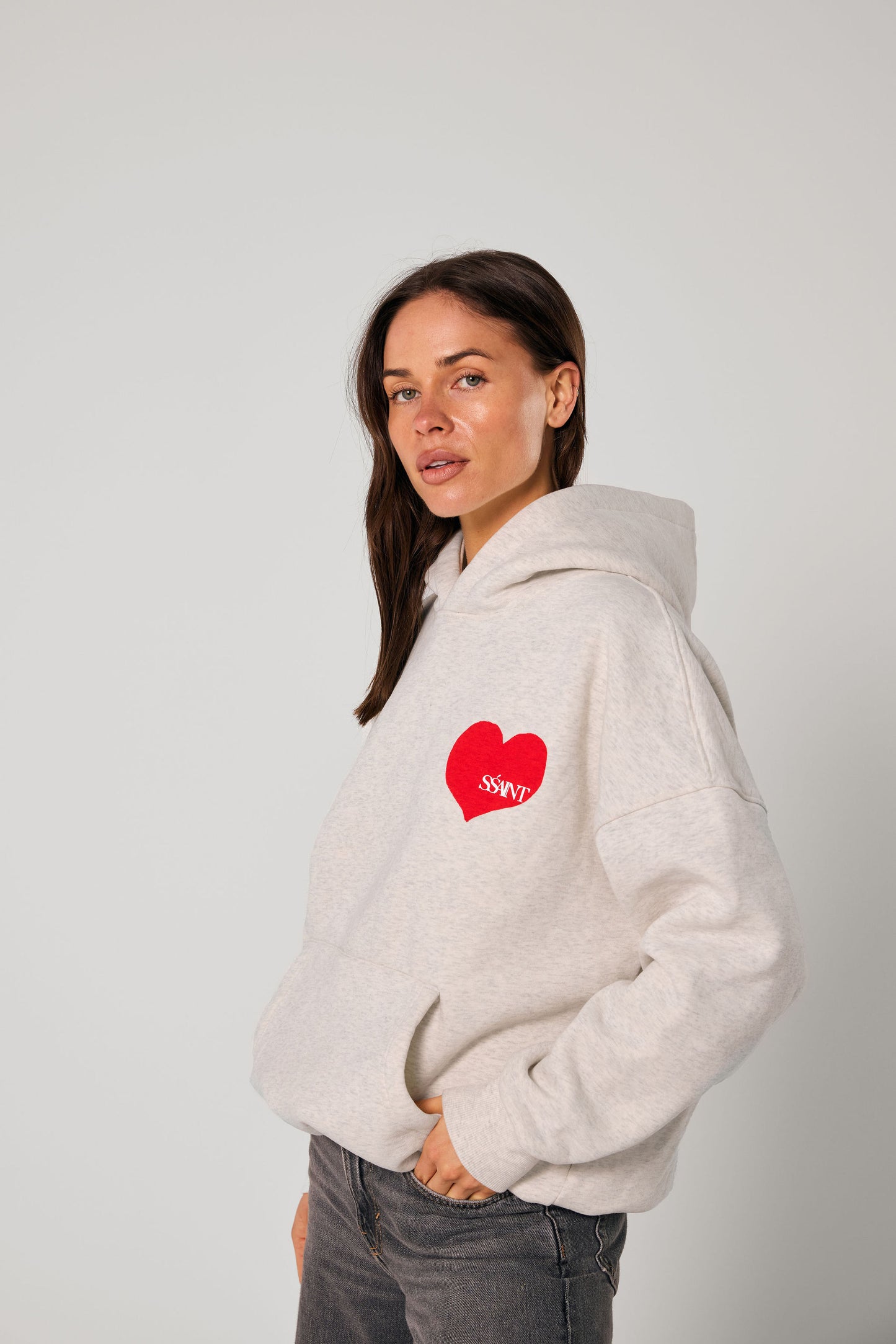 SŚAINT HEART HOODIE -Grey
