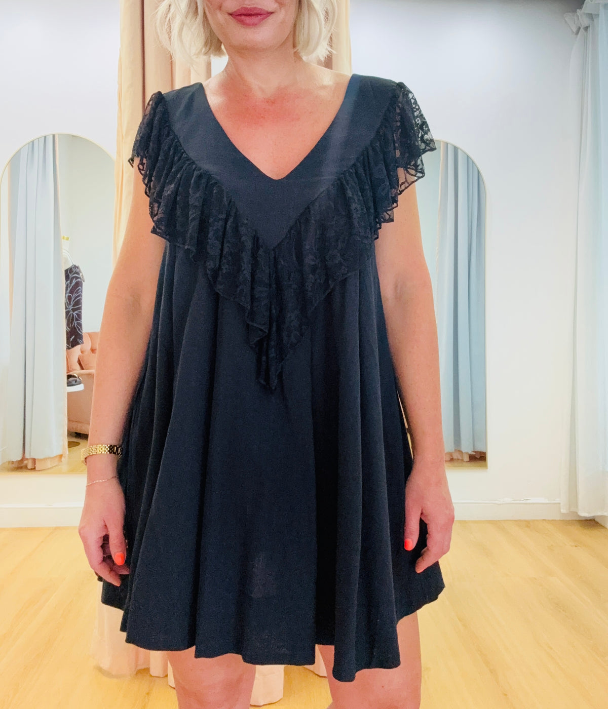 By Frankie/ Cora Lace Mini Dress- Black