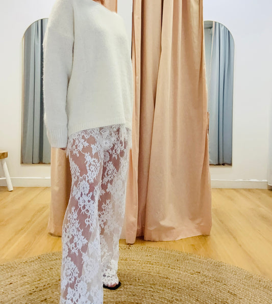 By Frankie Cartel Lace Pant- White