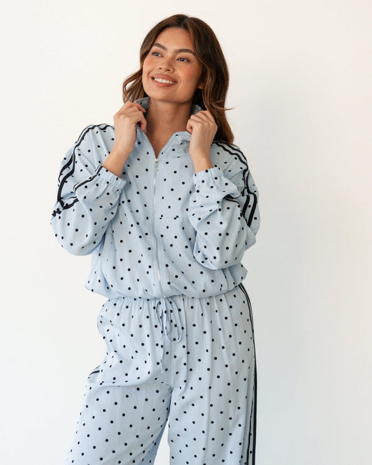 Romy Polka Dot Bomber- Baby Blue