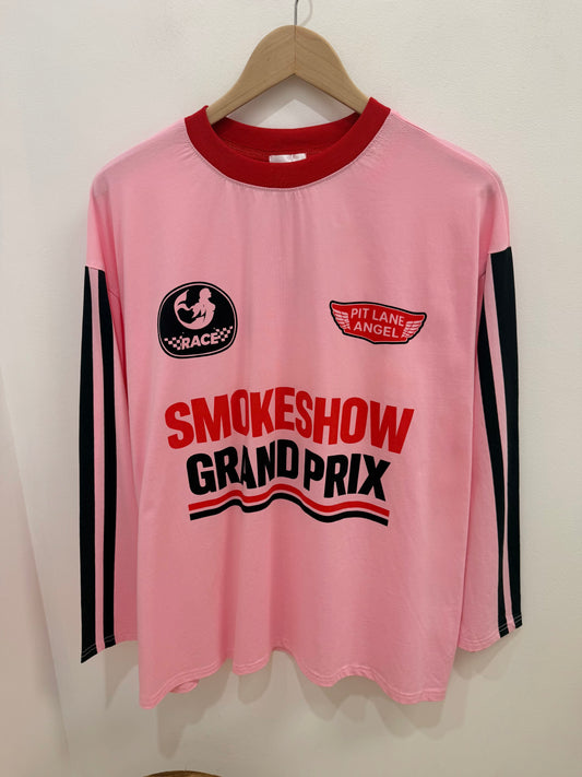 By Frankie/ Smoke Show Long Sleeve- Pink/Red