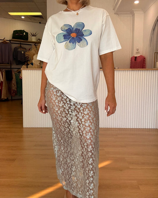 Summer Lace skirt- Blue Shine