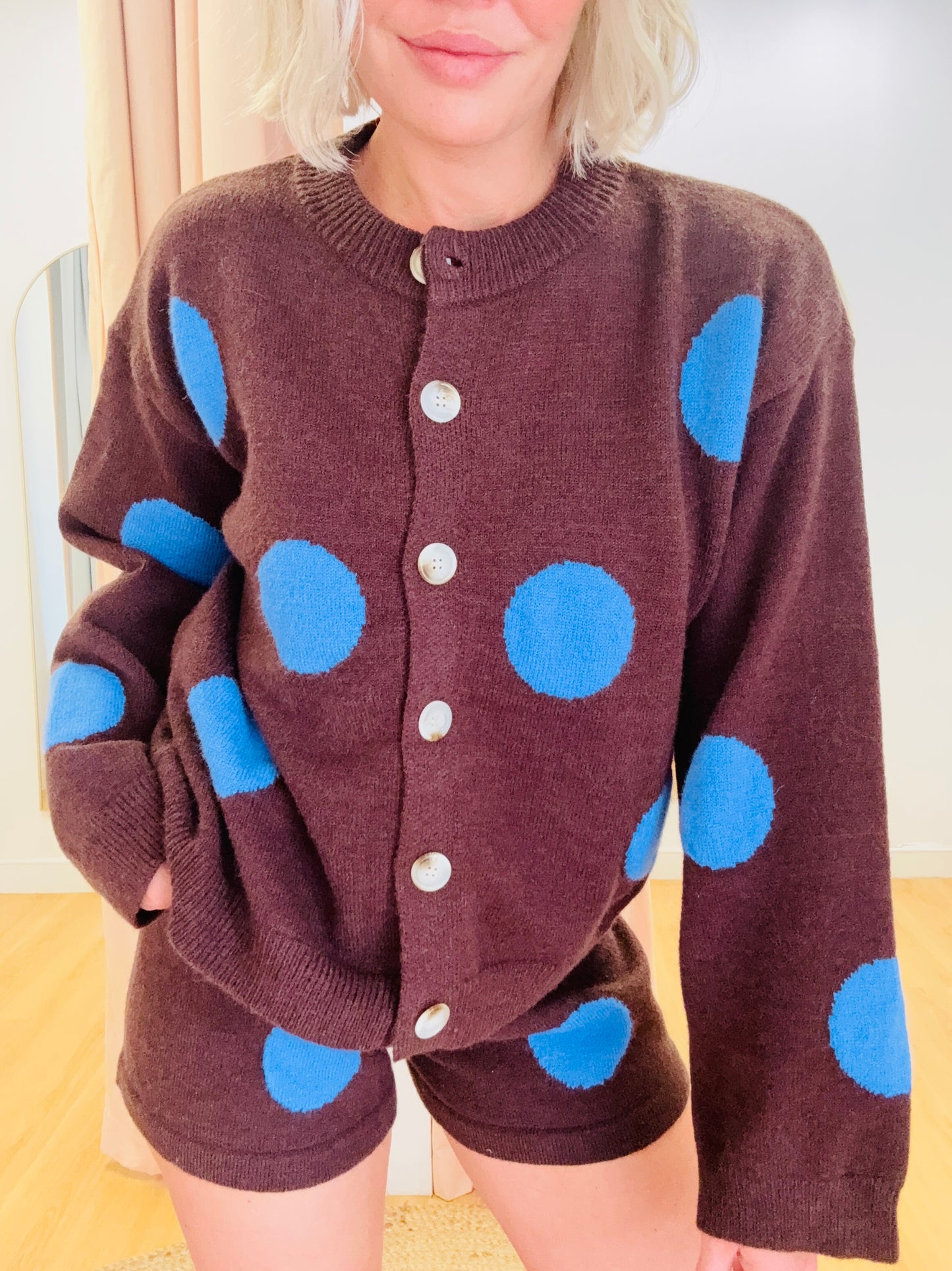 By Frankie/ Hattie Knit Cardigan Set- Chocolate/Azure