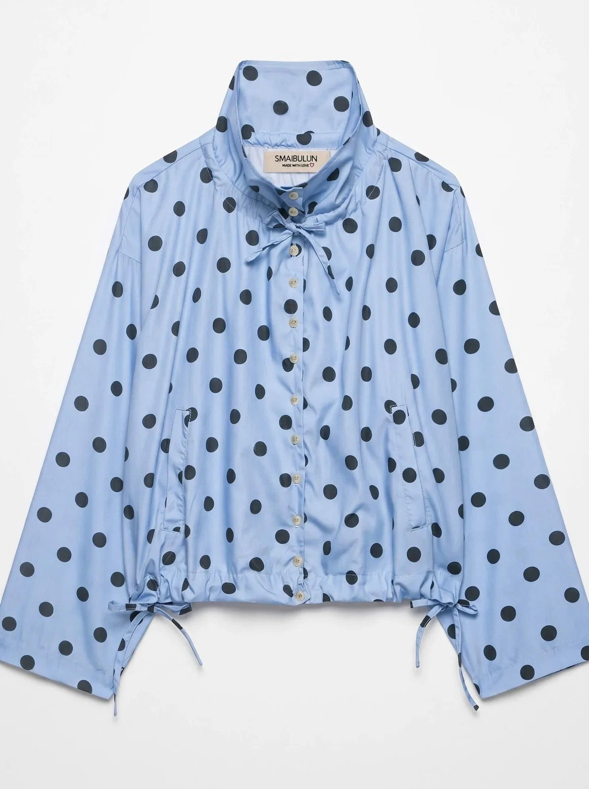 Mabel Polka Dot Bomber Jacket- Blue